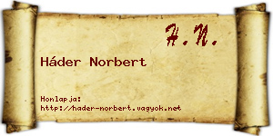 Háder Norbert névjegykártya