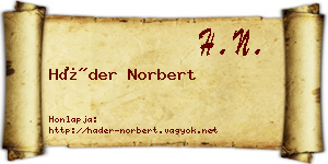 Háder Norbert névjegykártya